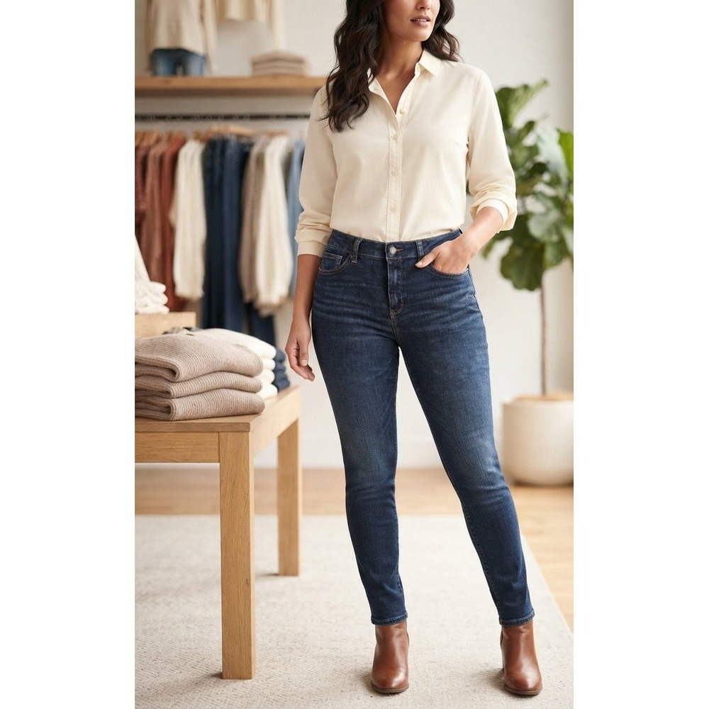 Sonoma Goods For Life Curvy Skinny Jeans Dark Indigo Blue Denim Size 10